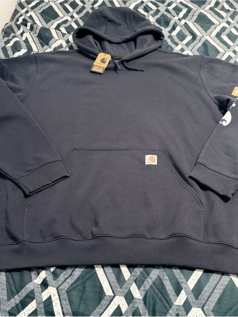 Carhartt Men’s Black Hooded Pullover with Logo Patch